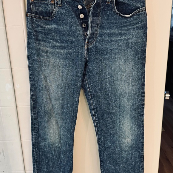 Levi's 501 Premium straight High rise button fly Light Blue Size 27 big E - Picture 9 of 15